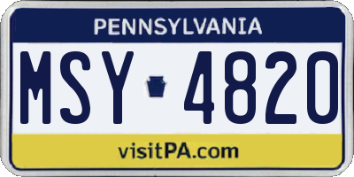 PA license plate MSY4820