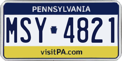 PA license plate MSY4821