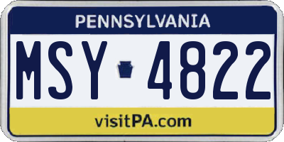 PA license plate MSY4822