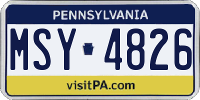 PA license plate MSY4826