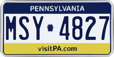 PA license plate MSY4827