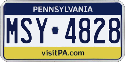 PA license plate MSY4828