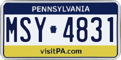 PA license plate MSY4831