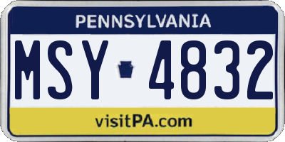 PA license plate MSY4832