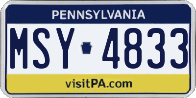 PA license plate MSY4833