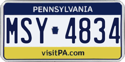 PA license plate MSY4834