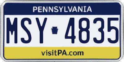 PA license plate MSY4835