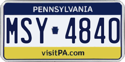 PA license plate MSY4840