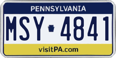 PA license plate MSY4841