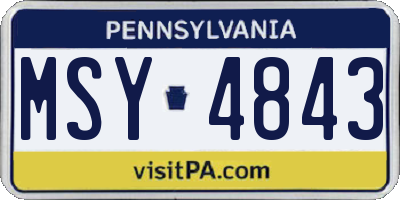 PA license plate MSY4843