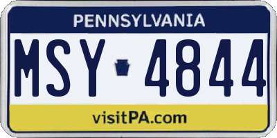 PA license plate MSY4844