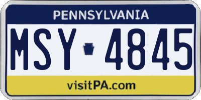 PA license plate MSY4845