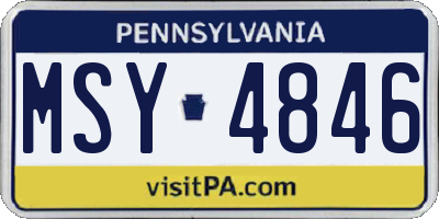 PA license plate MSY4846