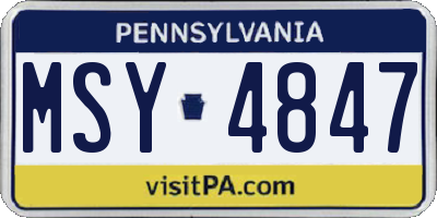 PA license plate MSY4847