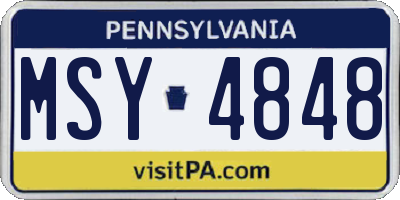 PA license plate MSY4848