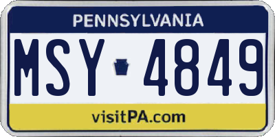 PA license plate MSY4849