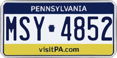 PA license plate MSY4852