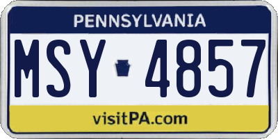 PA license plate MSY4857