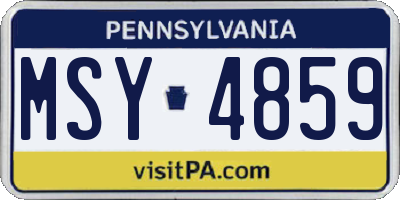 PA license plate MSY4859