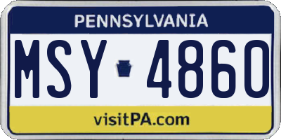 PA license plate MSY4860