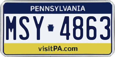 PA license plate MSY4863