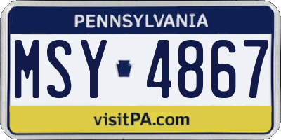 PA license plate MSY4867