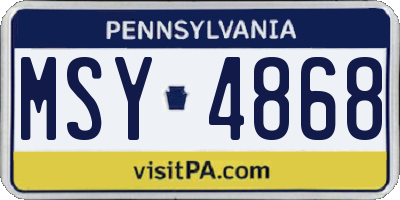PA license plate MSY4868