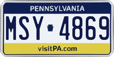 PA license plate MSY4869