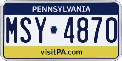 PA license plate MSY4870