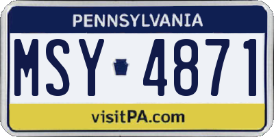 PA license plate MSY4871