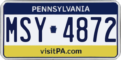 PA license plate MSY4872
