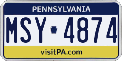 PA license plate MSY4874