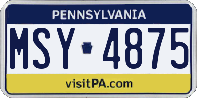 PA license plate MSY4875