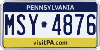PA license plate MSY4876