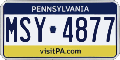 PA license plate MSY4877