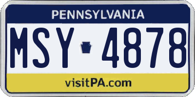 PA license plate MSY4878