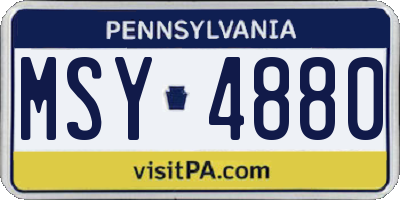 PA license plate MSY4880