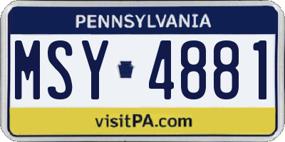 PA license plate MSY4881