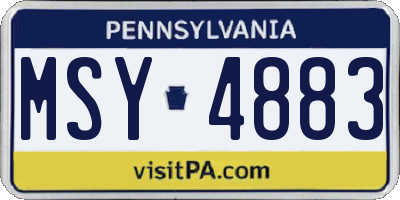 PA license plate MSY4883