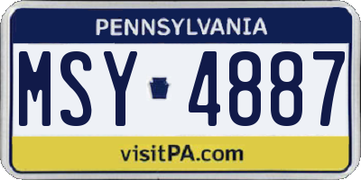 PA license plate MSY4887