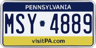 PA license plate MSY4889