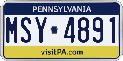 PA license plate MSY4891
