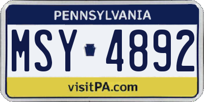 PA license plate MSY4892