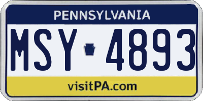 PA license plate MSY4893