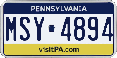 PA license plate MSY4894