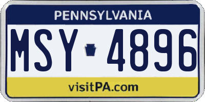 PA license plate MSY4896