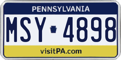 PA license plate MSY4898