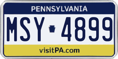 PA license plate MSY4899