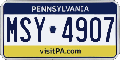 PA license plate MSY4907