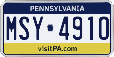 PA license plate MSY4910